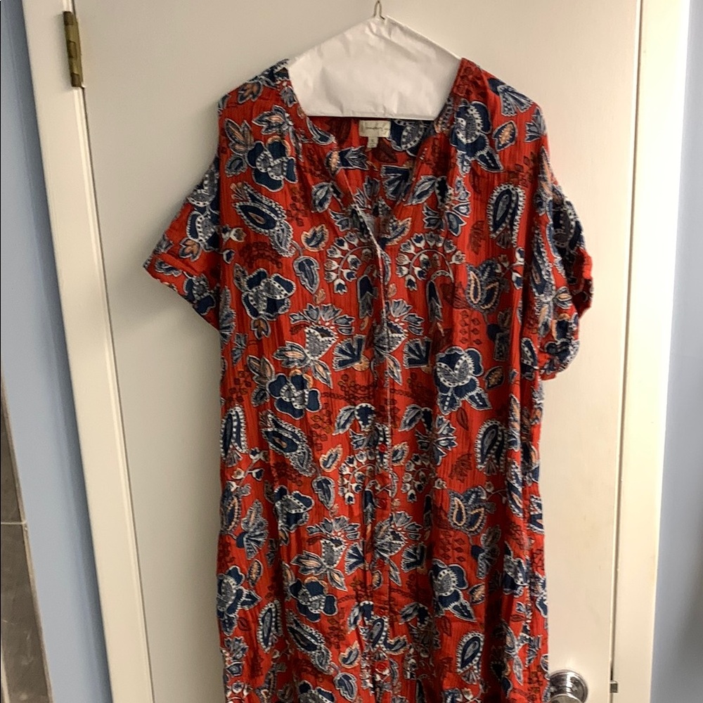 Floral Red and Blue Dress